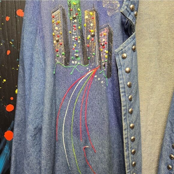 Vintage 1 Of A Kind Cactus California Hand Decorated Jean Jacket‎ - Picture 2 of 10